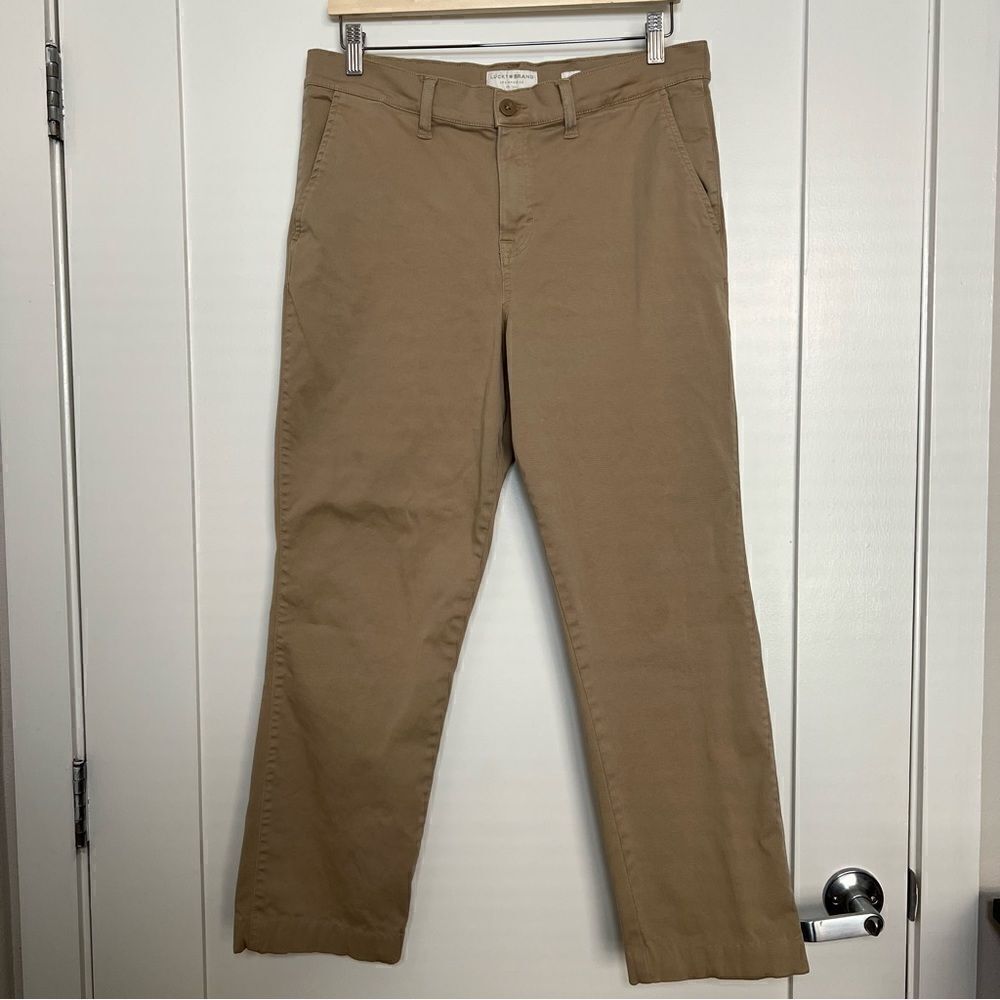 Lucky Brand Pants Mens Size 33x30? Beige Chino Straight Leg Stretch Slash Pocket - Picture 1 of 14